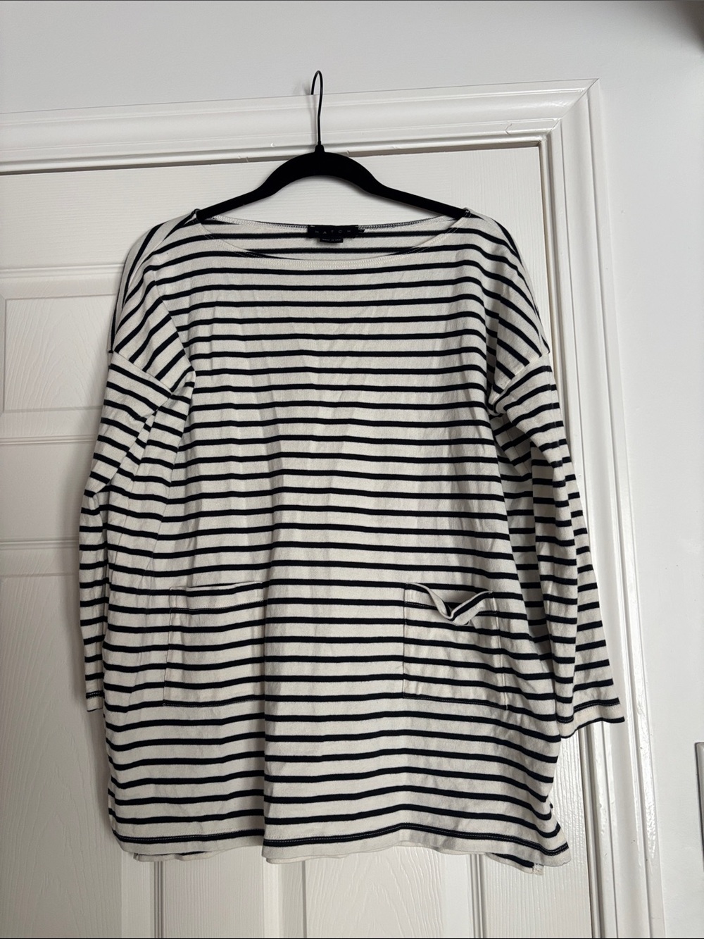 Hatch Navy and White Striped Maternity Top